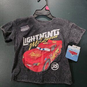 NWT Disney Pixar Cars Lighting McQueen Black Tee Shirt Size 18M